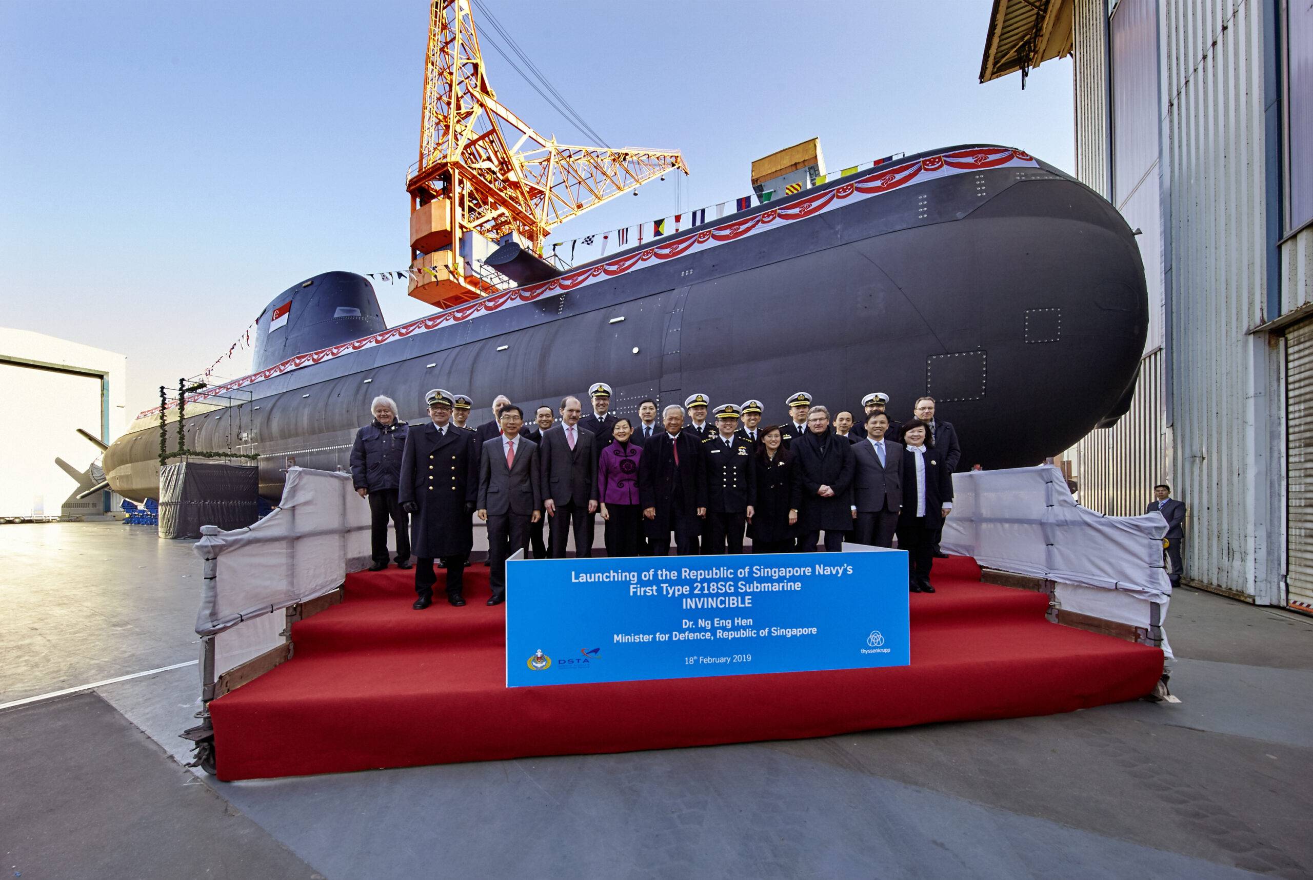 190218 Launching ceremony HDW Class 218SG submarine scaled