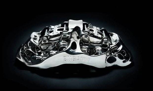3D printed titanium brake caliper.