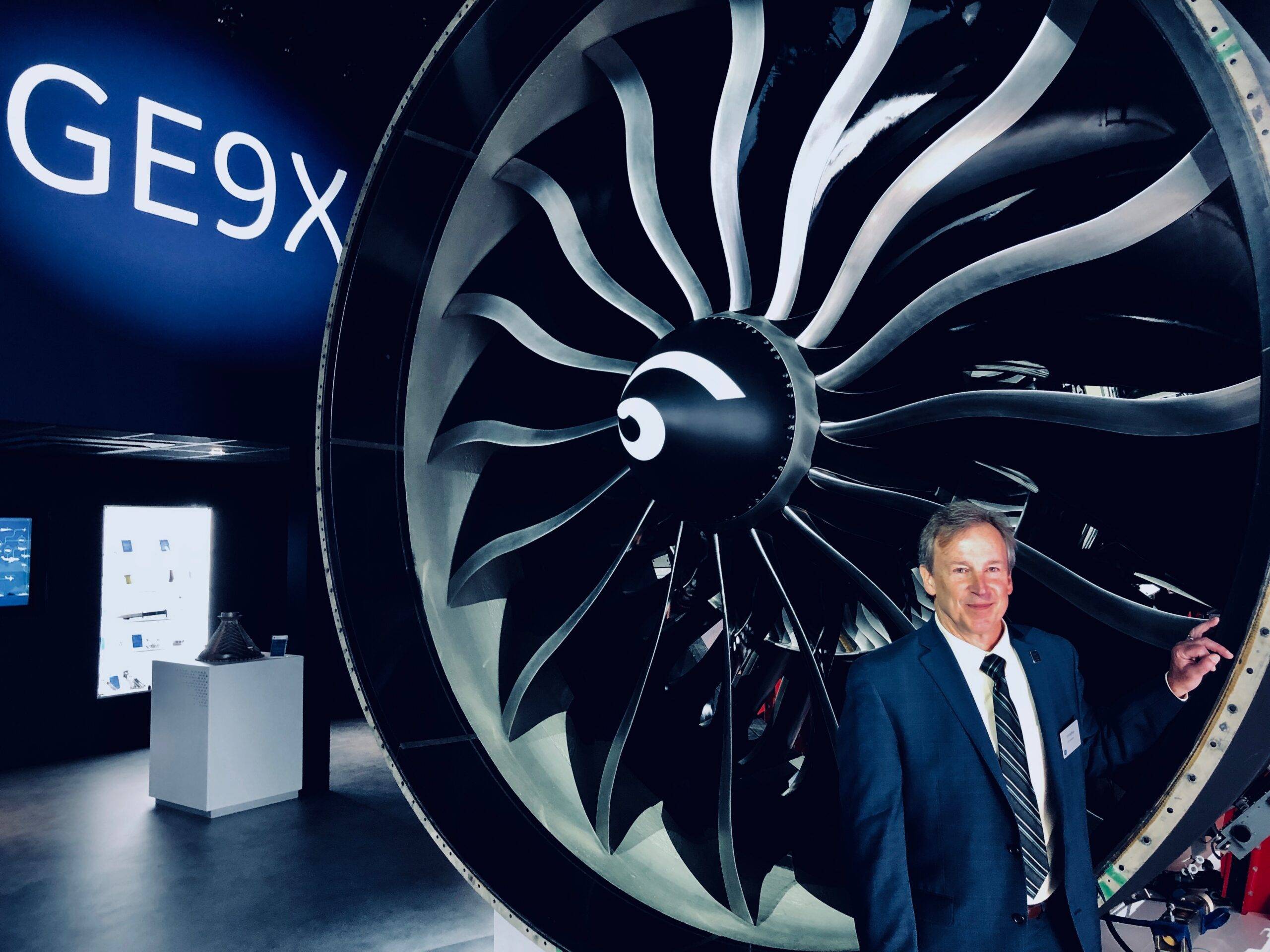 Image credit: Alex Schroff for GE Reports. Ted Ingling, the general manager for the GE9X engine program, unveiled the GE9X jet engine at the Paris Air Show on Monday. Image credit: Tomas Kellner for GE Reports.