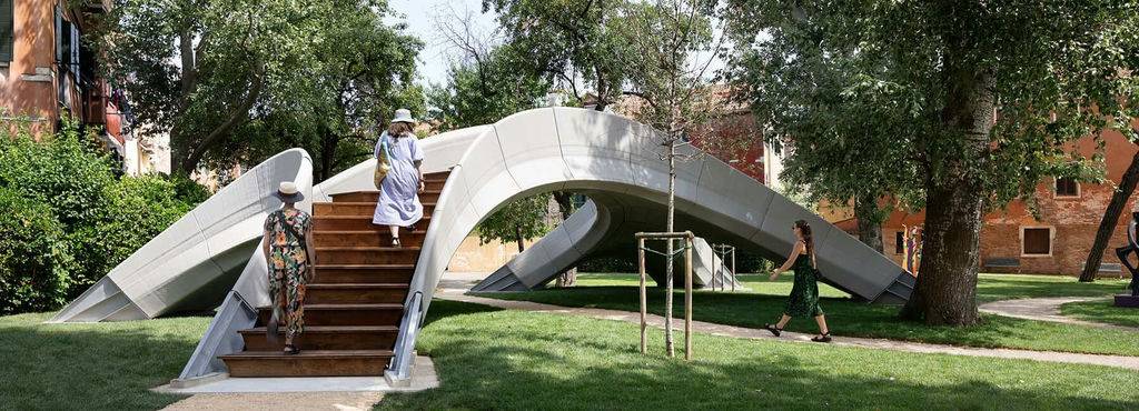 3D Concrete Printed bridge without reinforcement open in Venice