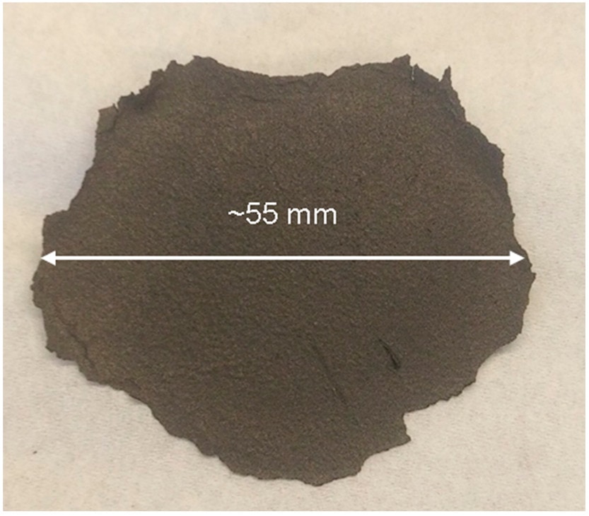 A large graphene oxide sheet produced via photocuring the process behind resin 3D printing. Photo via Concordia University.