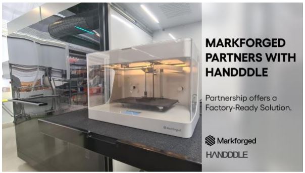 Integration of Markforged’s Eiger Fleet software platform with Handddle micro-factories platform and other production process
management tools via API.