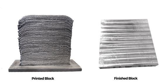 The Al 6061 block produced via FasTechs Wire Arc Additive Manufacturing technology Courtesy FasTech.