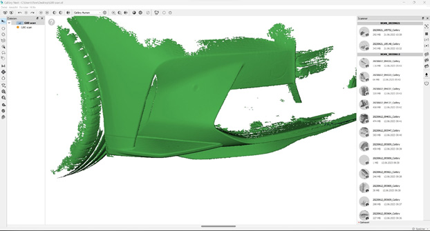 A 3D model of a front bumper of BMW G80 in Calibry Nest software