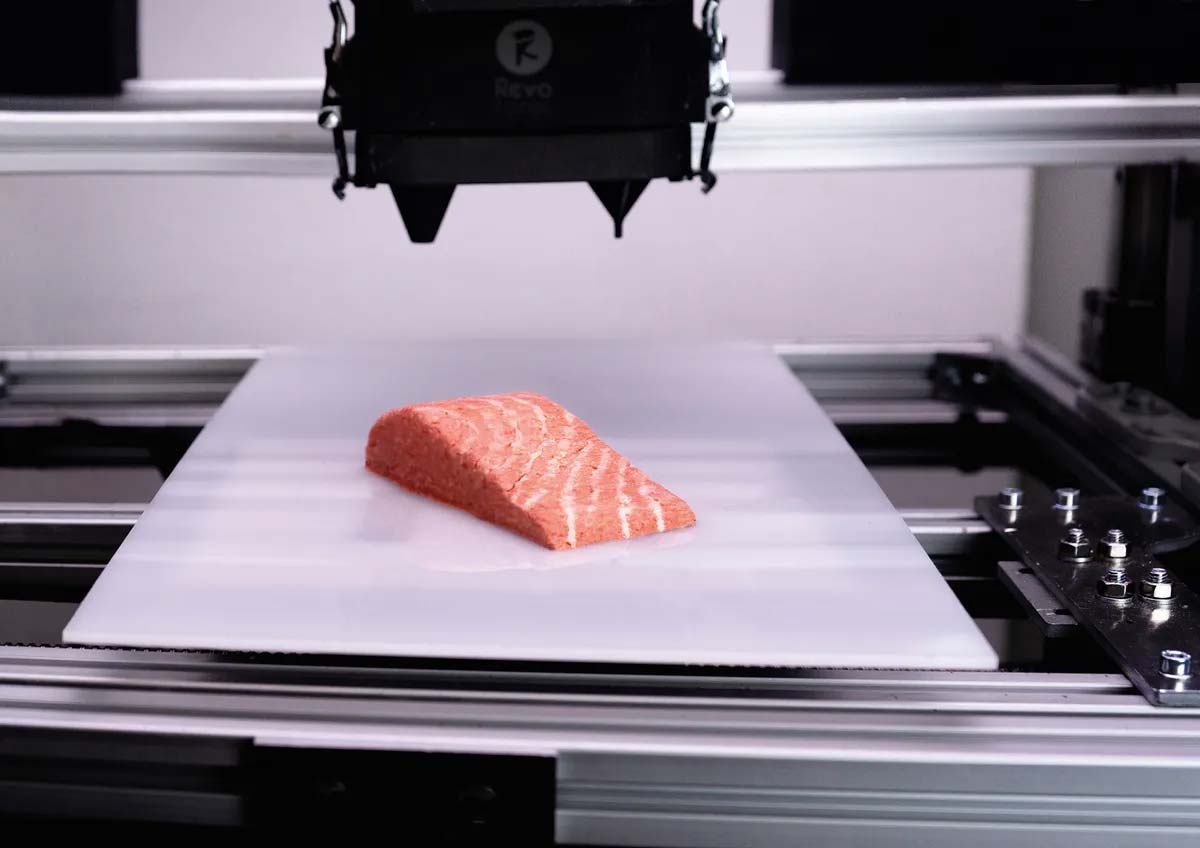 The 3D printed vegan salmon looks surprisingly realistic