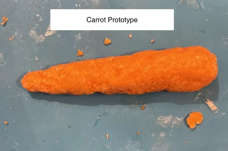 The 3D printed carrot prototype is just as nutritious as a regular carrot Photo courtesy of Mohammad Annan